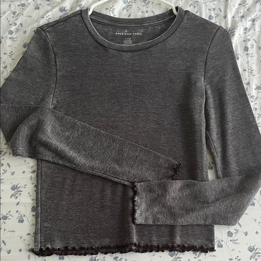 American Eagle Outfitters Charcoal Ribbed Shirt